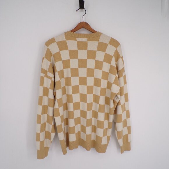 Show Me Your MuMu Sweater Beige Check Knit Pullover Crew Neck Women's Size Small - Picture 8 of 14